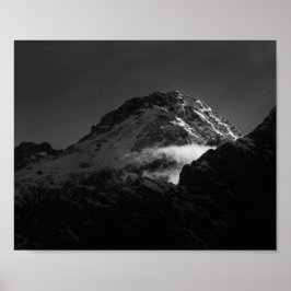 Póster Montaña nevada blanca y negra