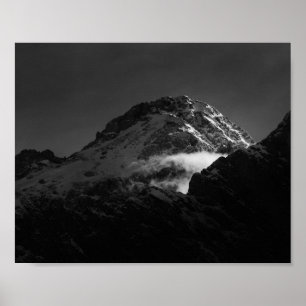 Póster Montaña nevada blanca y negra