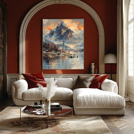 Póster Montaña Nevada: Impresionista y Realista