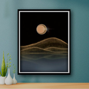 Póster Montaña Paisaje Retro Moonlight
