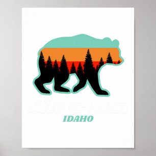Póster Montaña plateada Idaho Esquí Snowboard Bear