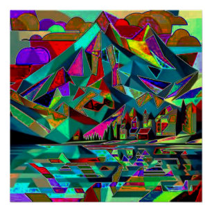 Póster Montaña reflejada en fiordo