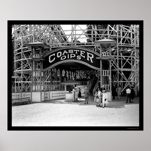 Póster Montaña rusa en Glen Echo Park 1928 (Frente)