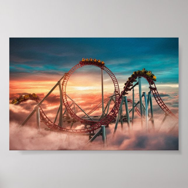 Póster Montaña rusa - parque de atracciones (Frente)