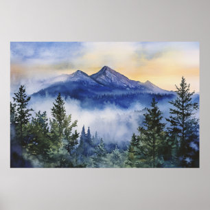 Póster Montaña Sleeping Ute al amanecer - Paisaje en acua
