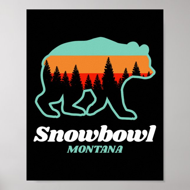 Póster Montana Snowbowl Skiing Snowboarding Bear  (Frente)