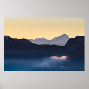 Póster Montaña Triglav al atardecer