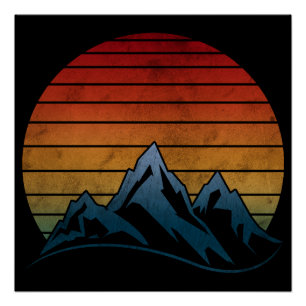 PÓSTER MONTAÑA VINTAGE ATARDECER