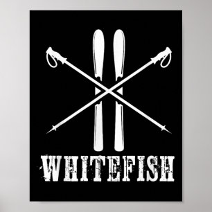 Póster Montaña Whitefish Esquí Esquiador Esquí Nórdico Al