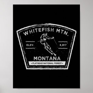 Póster Montaña Whitefish Montana Esquí en la Nieve