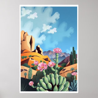 Póster Montañas abstractas de Colorado Cactus del desiert