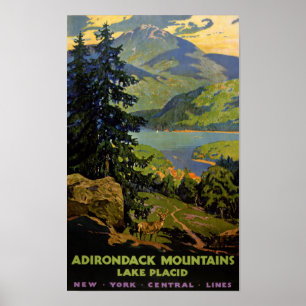 Póster Montañas Adirondack El Afiche De La Vintage Del La