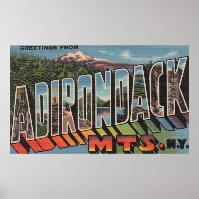 Póster Montañas Adirondack, Nueva York (Frente)