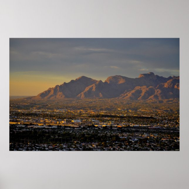 Póster Montañas al atardecer (Frente)