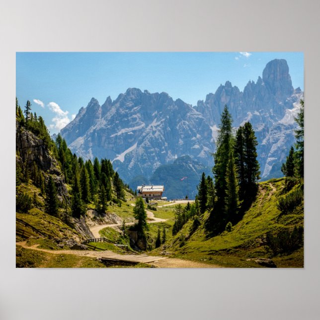 Póster Montañas alpinas, fotografía panorámica del paisaj (Frente)