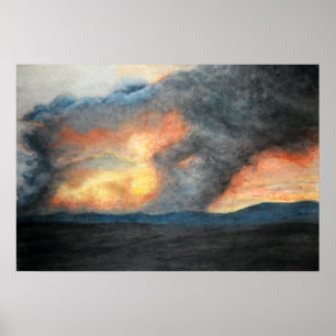Póster montañas ardientes (acuarela)