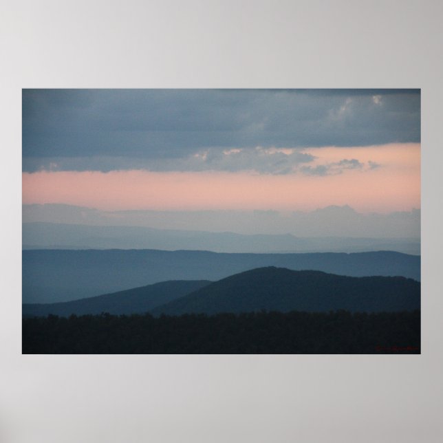 Póster Montañas azul cielo rosado (Frente)