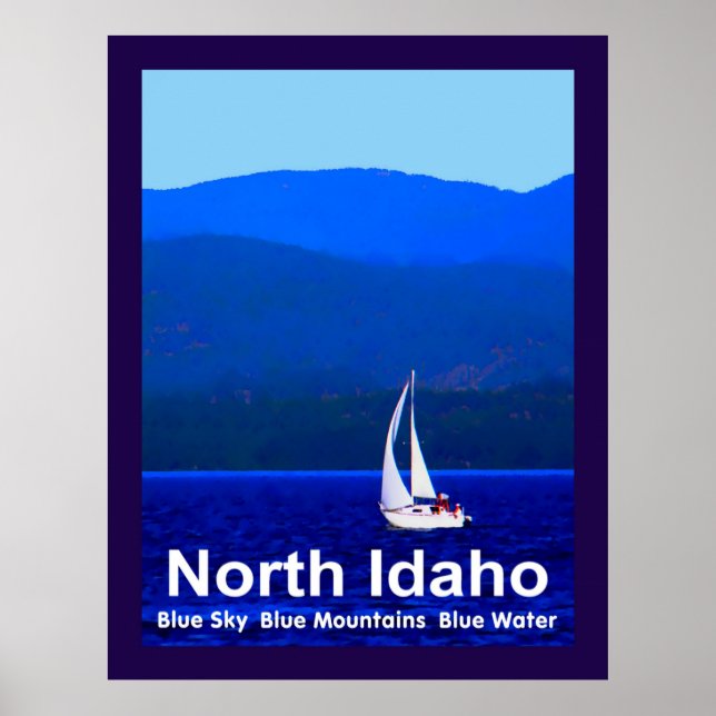 Póster Montañas Azules De Idaho Septentrional Y Barco De  (Frente)