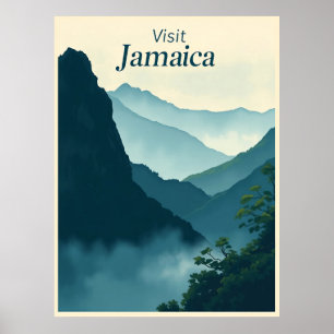 Póster Montañas Azules, Jamaica – Ilustración Vintage