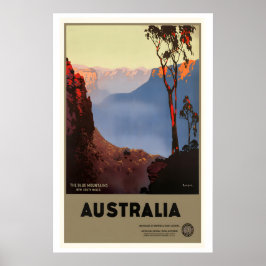 Póster Montañas Azules Nueva Gales del Sur Australia Vint