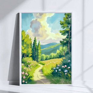 Póster Montañas Blancas   Pintura del paisaje de New Hamp