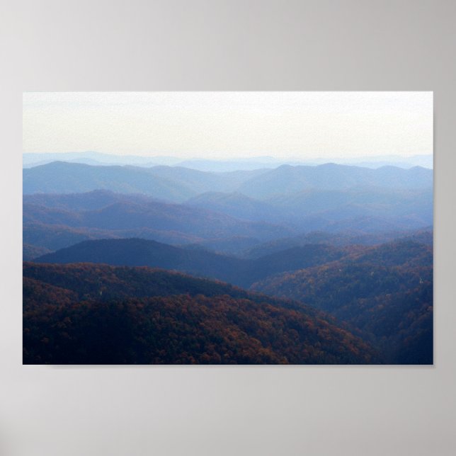 Póster Montañas Blue Ridge en otoño, Carolina del Norte (Frente)