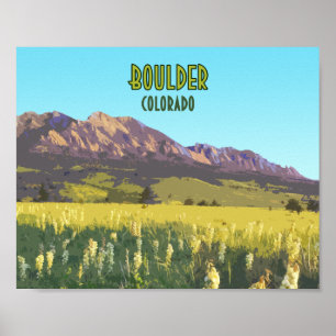 Póster Montañas Boulder Colorado Flatirons Vintage