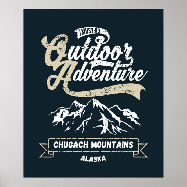 Póster Montañas Chugach en Alaska - Vintage Outdoor (Frente)