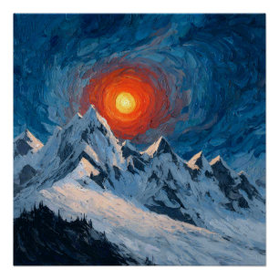 Póster Montañas con Cumbres Nevadas