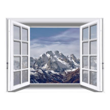 Montañas cubiertas de nieve Ventana falsa 3D