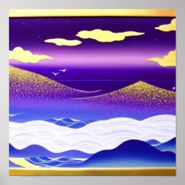 Póster Montañas cubiertas de oro cerca del Poster del mar