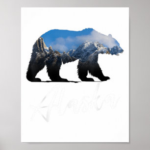 Póster Montañas de Alaska con el sur del estado de Grizzl