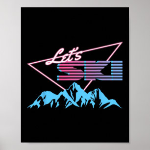 Póster Montañas de esquí retro resort de esquí de los 80