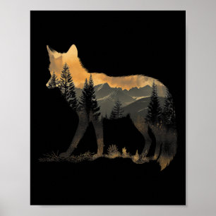 Póster Montañas de la naturaleza de la selva Fox Lover Ca