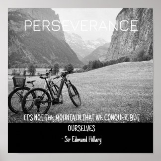Póster Montañas de la perseverancia y ciclismo Suiza