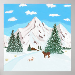 Póster Montañas de nieve