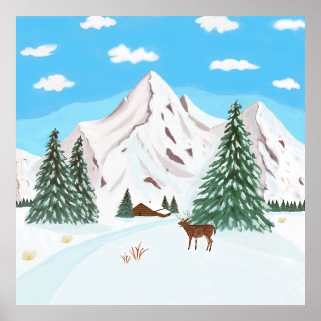 Póster Montañas de nieve (Frente)