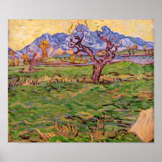 Póster Montañas de olivos paisajistas, Bella Artes Van Go
