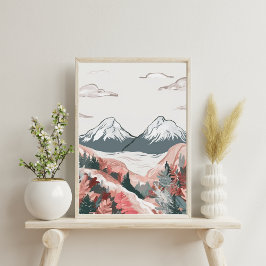 Póster montañas de paisaje minimalista