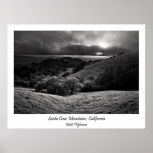 Póster Montañas de Santa Cruz en blanco y negro