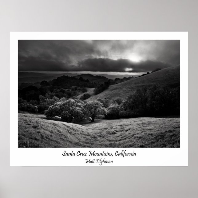 Póster Montañas de Santa Cruz en blanco y negro (Frente)