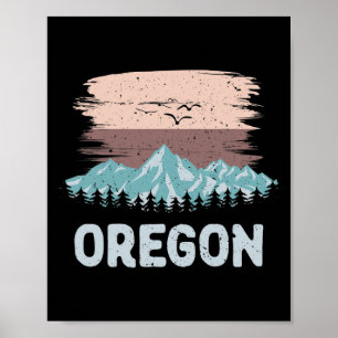 Póster Montañas de snowboard Oregon de la camiseta de esq