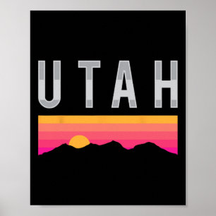 Póster Montañas de Utah al atardecer Esquí al aire libre