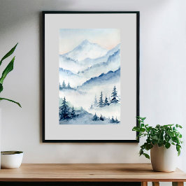Póster Montañas del bosque acuático 5