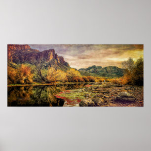 Póster Montañas del desierto de Sonoran, Río Arizona, 24"