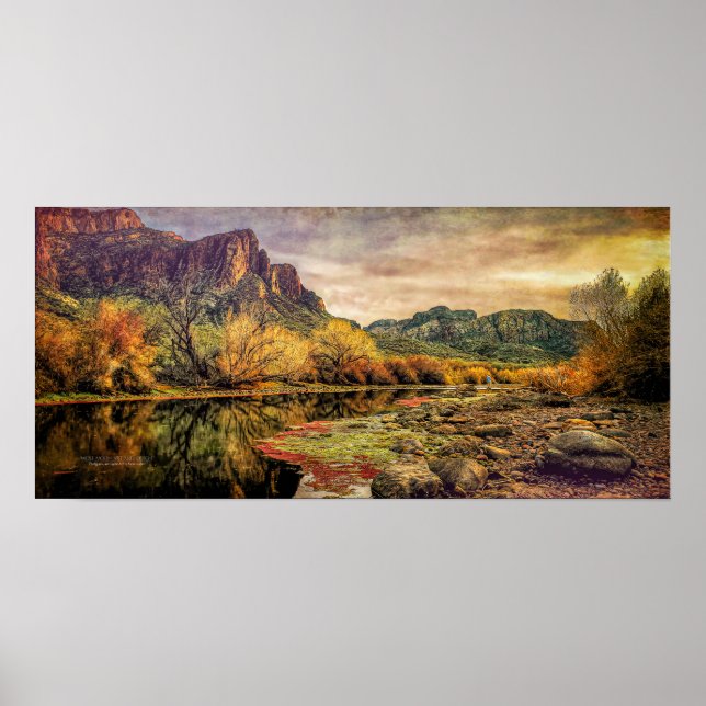Póster Montañas del desierto de Sonoran, Río Arizona, 24" (Frente)