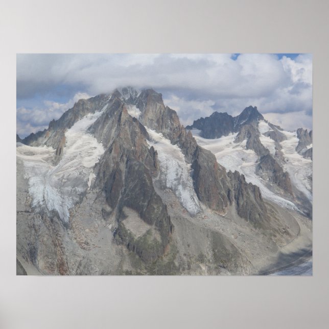 Póster Montañas del francés del d'Argentiere de Aiguille (Frente)