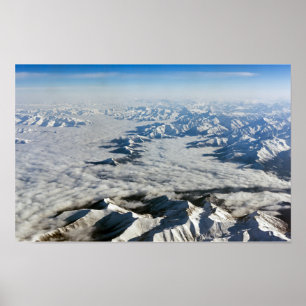 Póster montañas del Himalaya bajo las nubes -Tibet