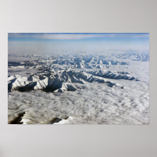 Póster montañas del Himalaya bajo las nubes - Tíbet