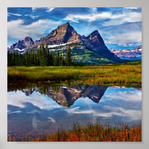 Póster Montañas del Parque Nacional del Glaciar